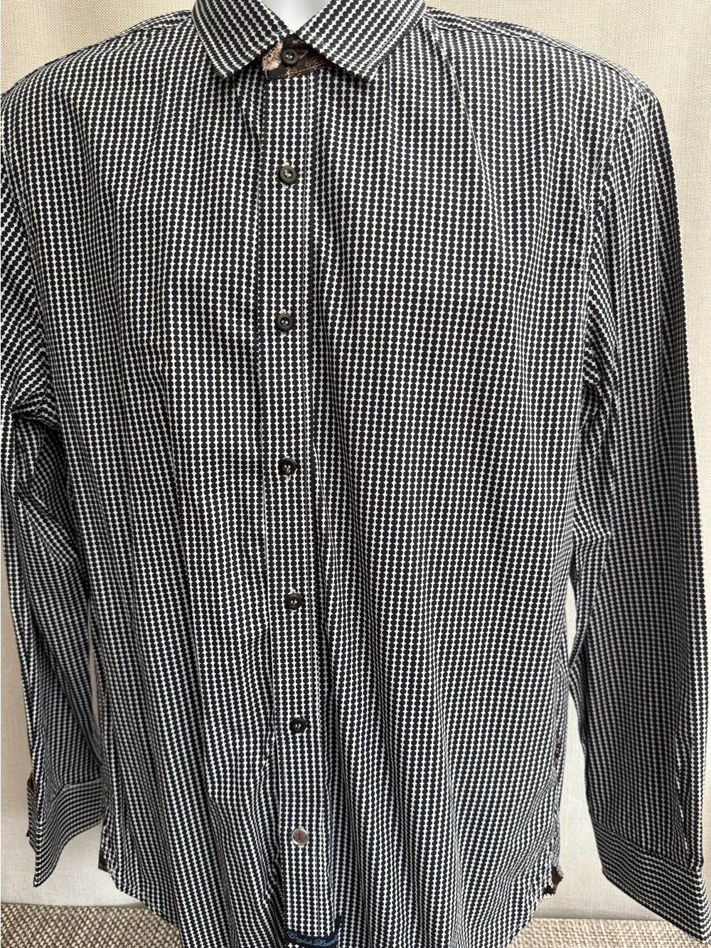 English Laundry Black and White Micro-Check Dress Shirt